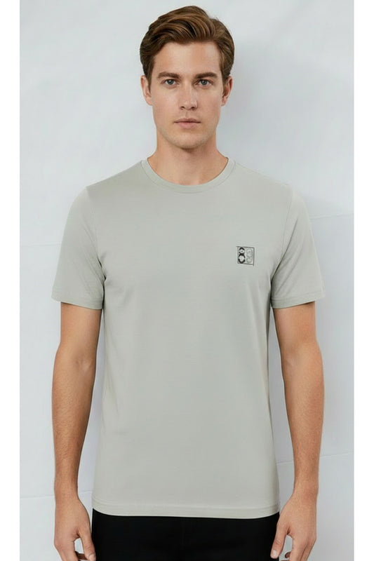 Erkek %100 Pamuk Günlük Basic T-shirt - Gri
