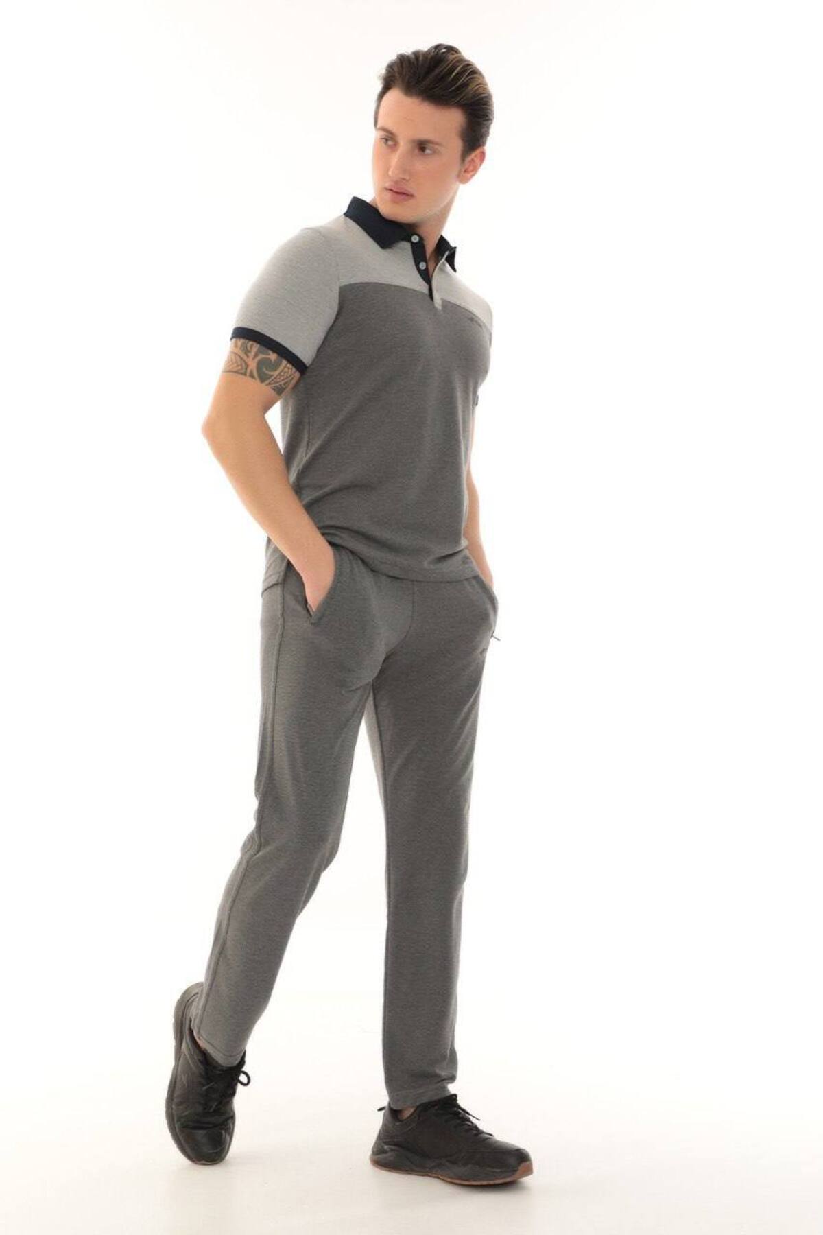 Erkek AntraMelanj Polo Yaka T-shirt Takım - Antra Melanj