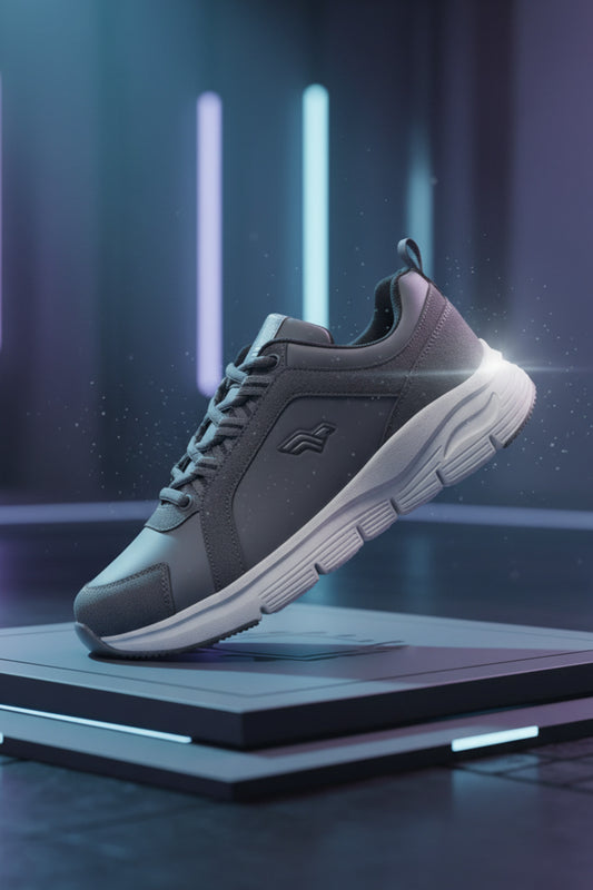 Erkek Beyaz Vizon Kalın Taban Spor Ayakkabı Rahat, Hafif, Darbe Emici Günlük Sneaker - Füme