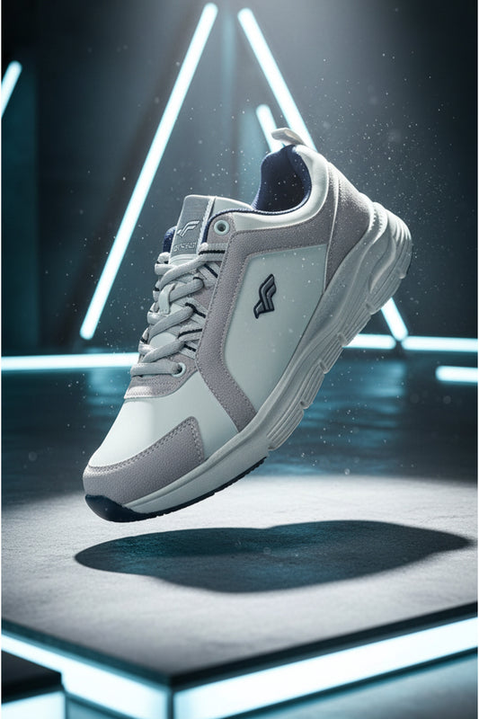 Erkek Beyaz Vizon Kalın Taban Spor Ayakkabı Rahat, Hafif, Darbe Emici Günlük Sneaker - Beyaz Vizon