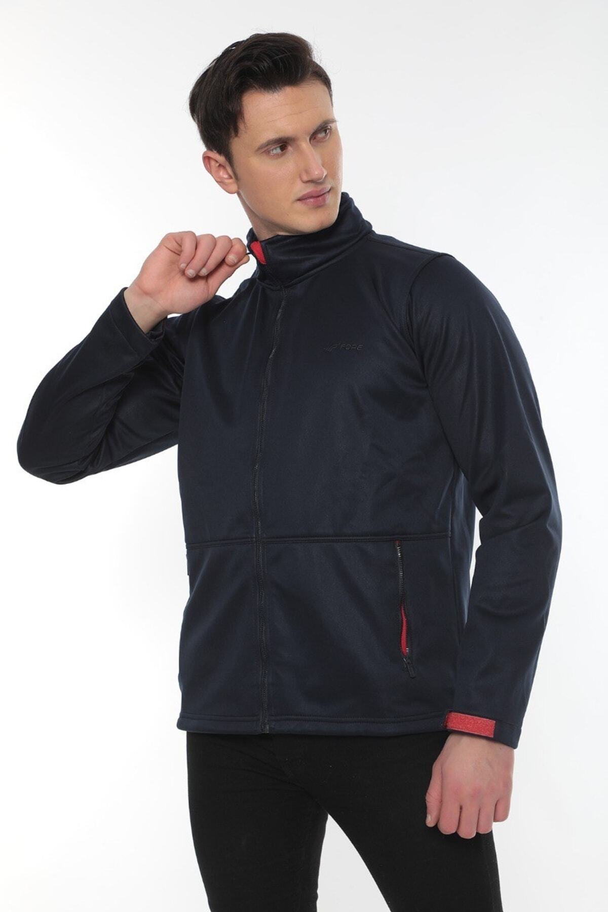 Erkek Fermuar Detaylı Softshell Eşofman Üstü - LACİVERT
