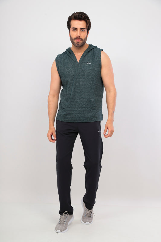 Erkek Yeşil 3'lü Kapşonlu Kısa kol Atletli  T-shirt Takım - Yeşil